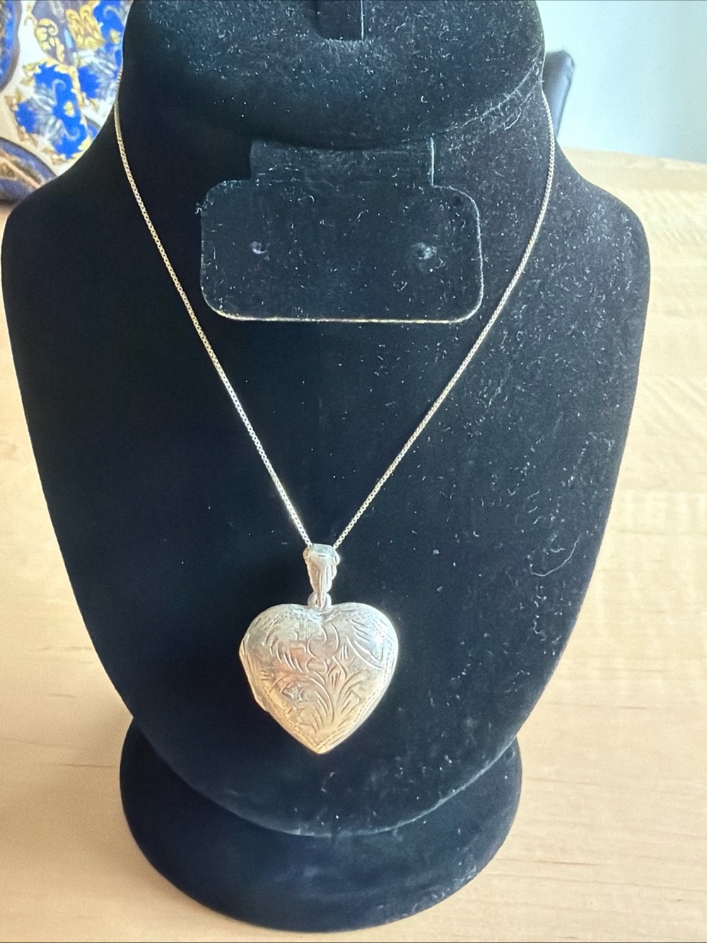 Vintage 925 Silver Puffy Heart Pendant Locket Necklace 2 Photographs